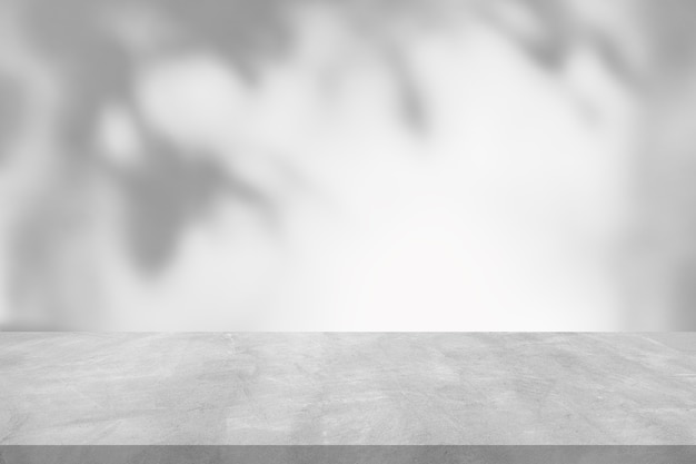 Empty cement floor stage with blurred shadow palm leaves tree well editing montage display products