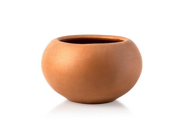 Empty ceramic brown flower pot