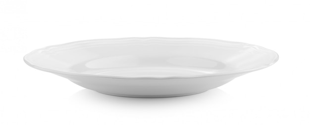 Empty ceramic plate on white