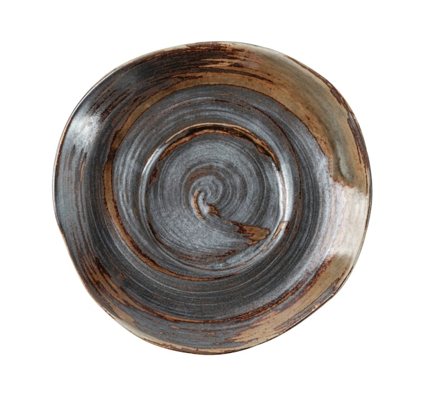 Empty ceramic plate with spiral pattern in watercolor styles