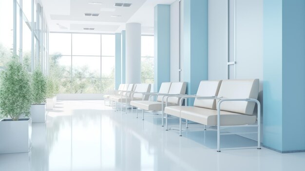 Фото Пустое кресло в больничном зале для ожидания пациента