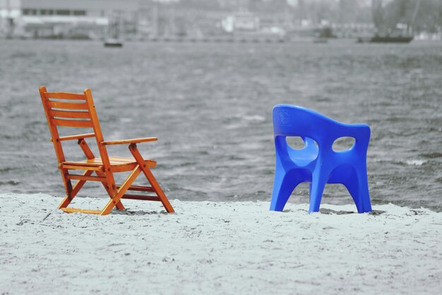 Empty chair on beach