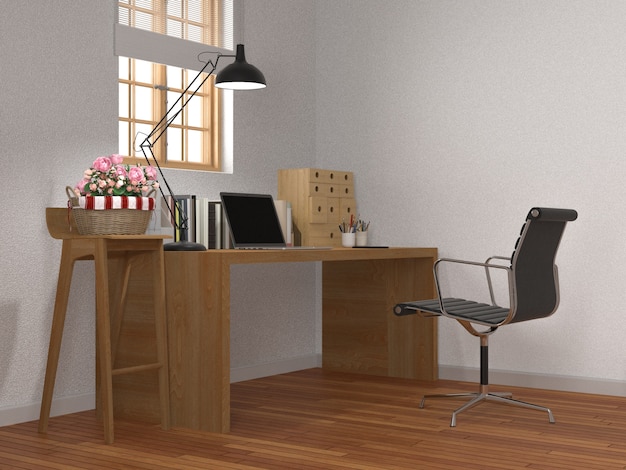 Foto sedia vuota nella rappresentazione dell'ufficio 3d