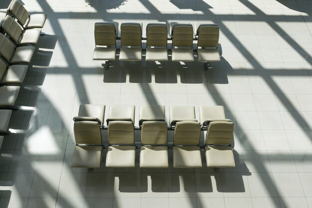 Empty chair waiting for passengers boarding at airports