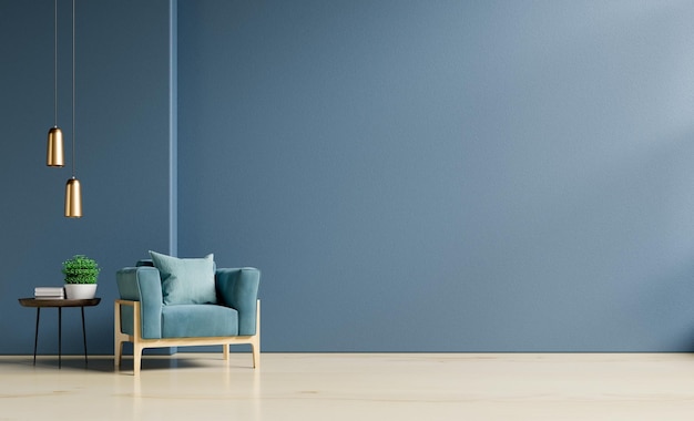 Empty chairs against blue wall at home