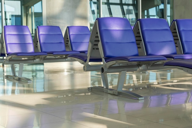 Empty chairs in airport