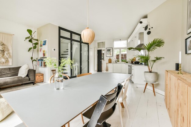 Empty chairs and table at home