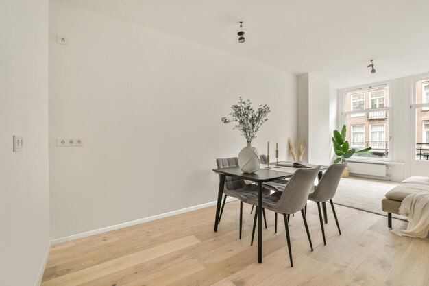 Empty chairs and table at home