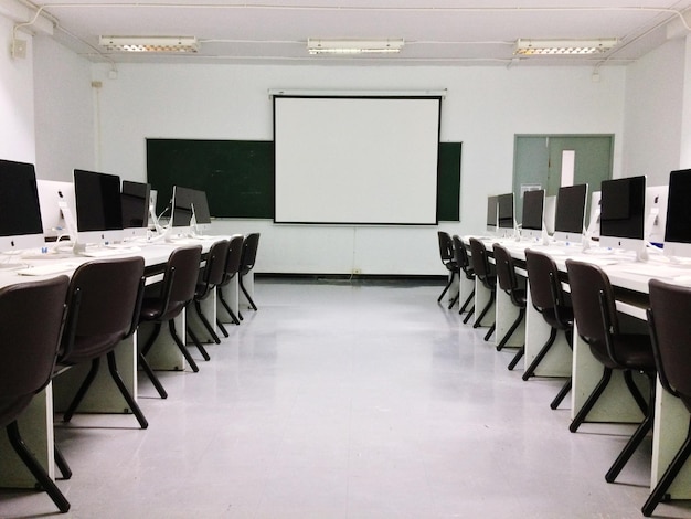 empty chairs and tables