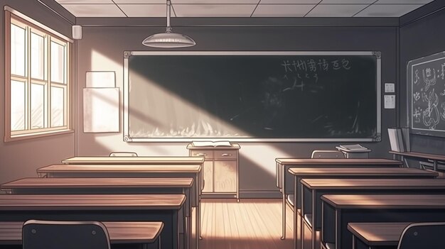 Anime Classroom Chalkboard Background · Creative Fabrica