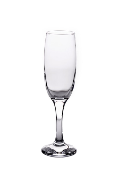 Empty champagne glass isolated on white background