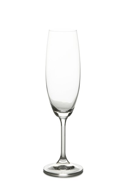 Empty champagne glass isolated on white