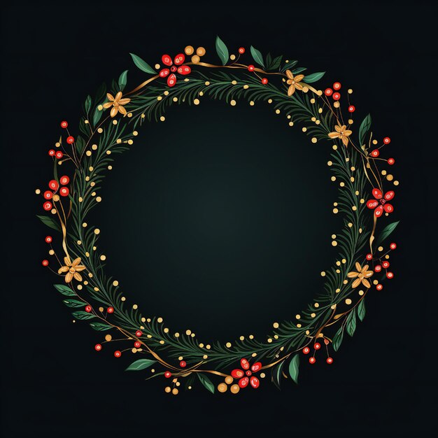 Empty Christmas circle design element flat style on black background