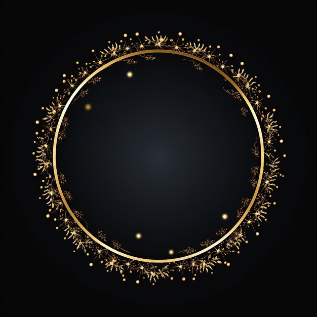 Photo empty christmas circle design element flat style on black background