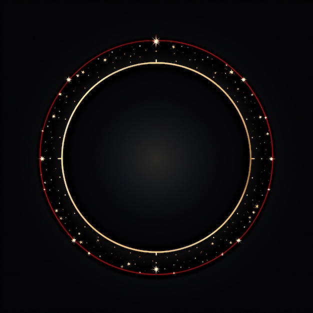 Foto elemento di design del cerchio di natale vuoto in stile piatto su sfondo nero
