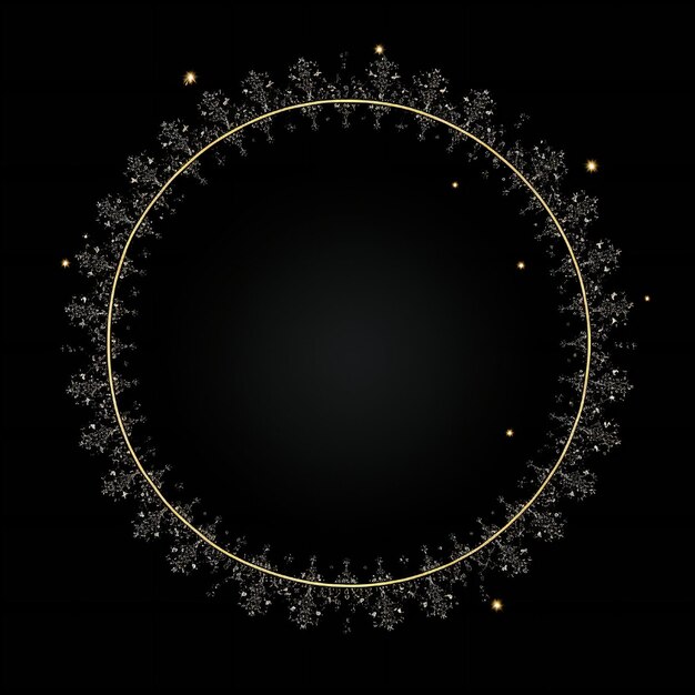 Photo empty christmas circle design element flat style on black background