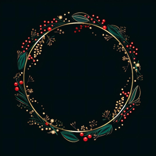 Photo empty christmas circle design element flat style on black background