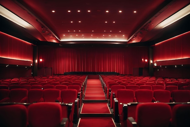 Empty cinema hall with red seats Movie theatre