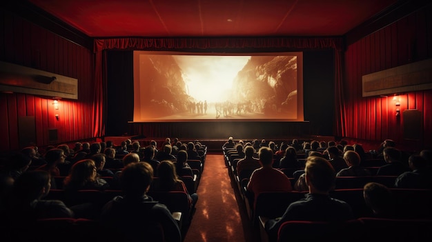 Empty cinema screen with audience