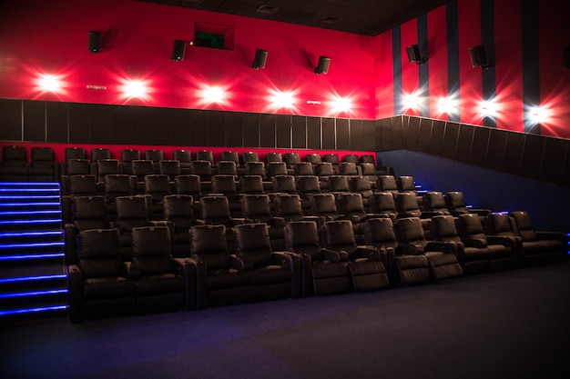Empty cinema with soft chairs premiere film
