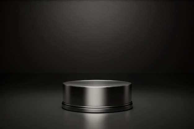 Empty circle black podium on dark background