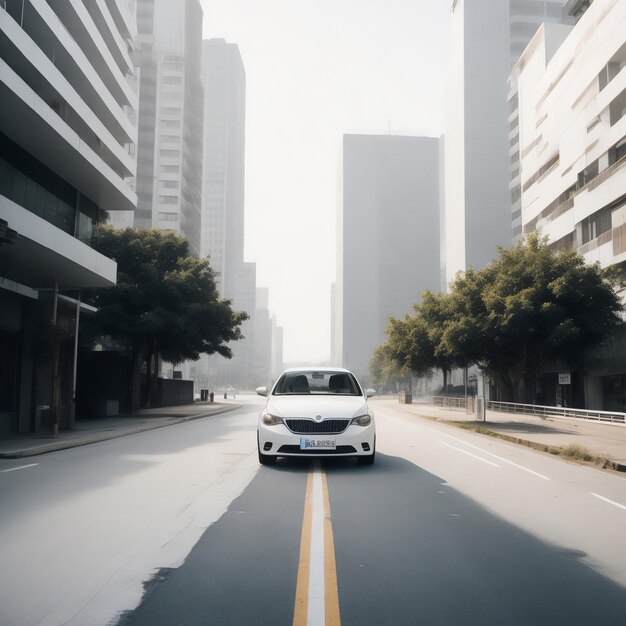 Photo empty city road with sport car