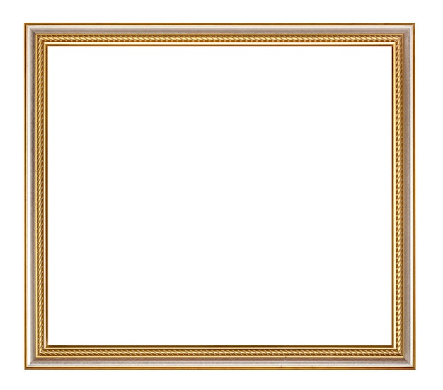 Empty classic golden wooden picture frame