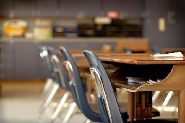 Photo empty classroom class room of a school without student and teacher