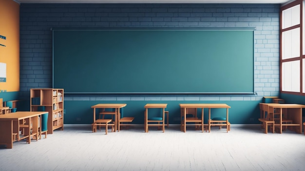 Empty classroom interior school or college class ai generative