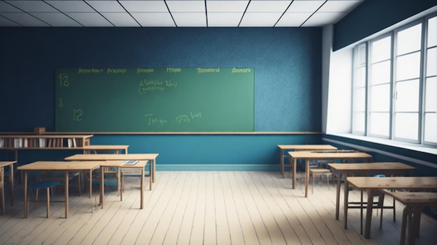 Empty classroom interior school or college class ai generative