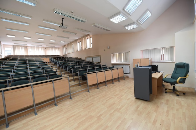 empty classroom university or collage back to school concept in coronavirus pandemic time