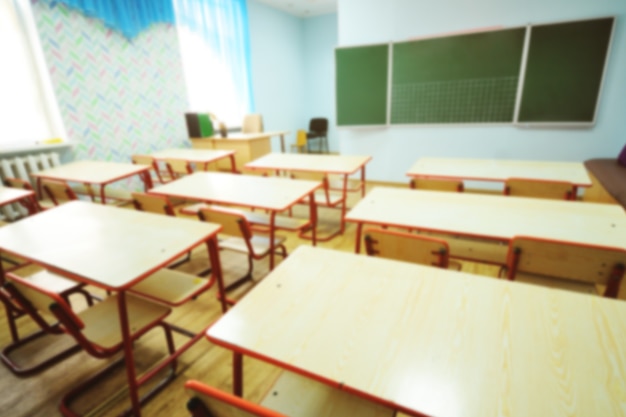 Empty classroom without people