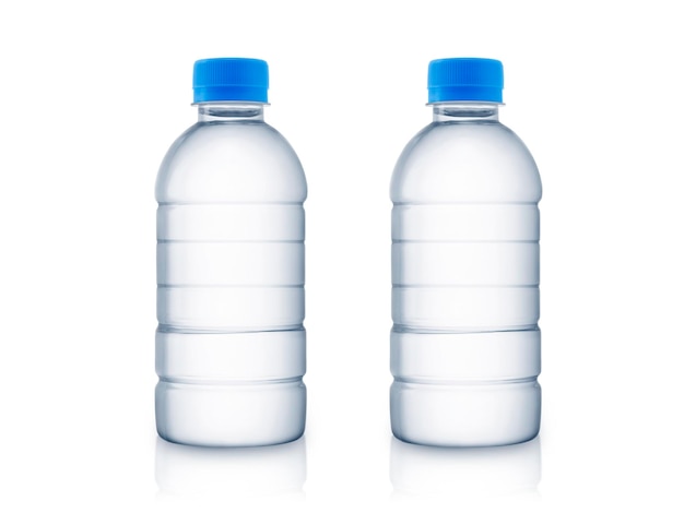 Empty clean and clear water bottle isolated on with isolated on a white background