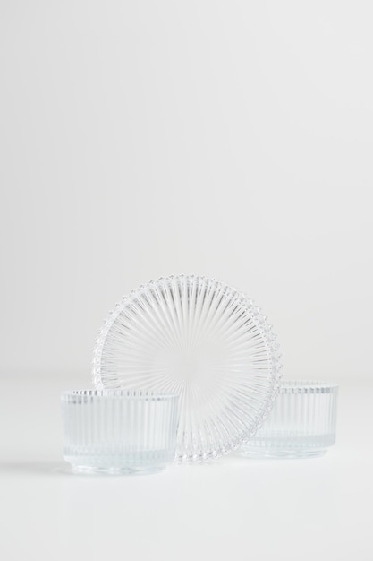 Empty clean glassware on white background