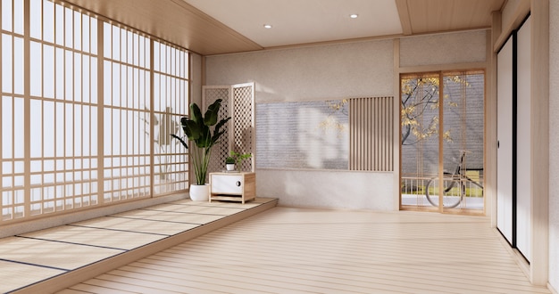 Empty - Clean modern room japanese style.3D rendering