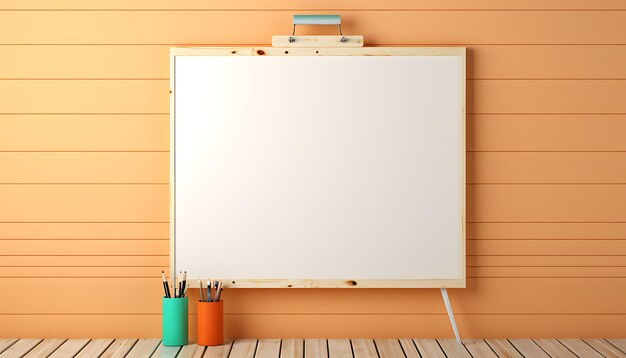 Photo empty clipboard mock up on wooden simple white clip board blank