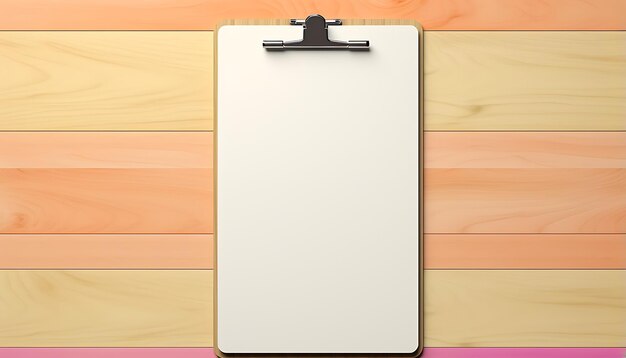 Empty clipboard mock up on wooden simple white clip board blank