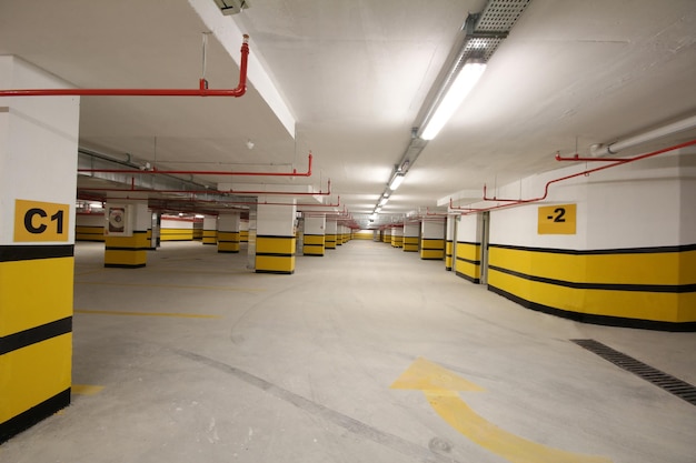 Empty and closed underground garage