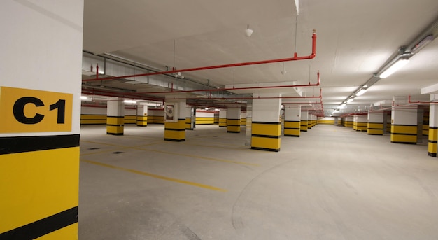 Empty and closed underground garage