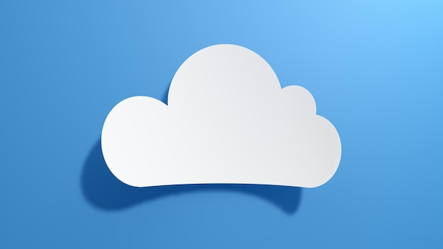 Empty Cloud Speech Bubble Minimalistisch abstract ontwerp met wit uitgeknipt papier op blauwe achtergrond 3
