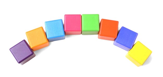 사진 흰색 배경에 빈 다채로운 큐브