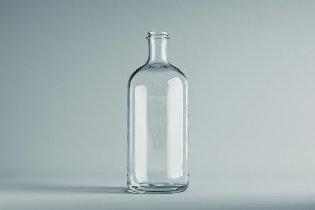 Empty colorless glass bottle isolated