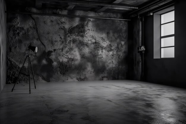 Photo an empty concrete room with a window generative ai