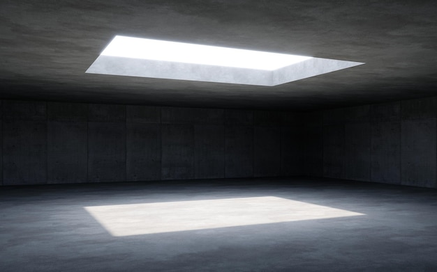 Empty concrete space interior with sunlight and shadow 3d rendering