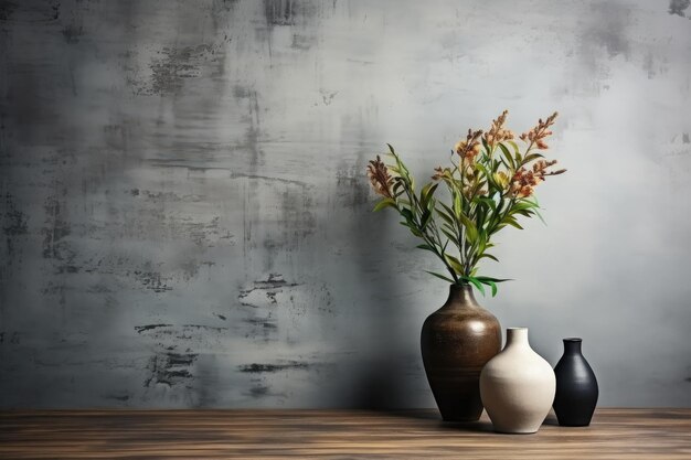 empty concrete wall interior with vase decoration inspiration ideas