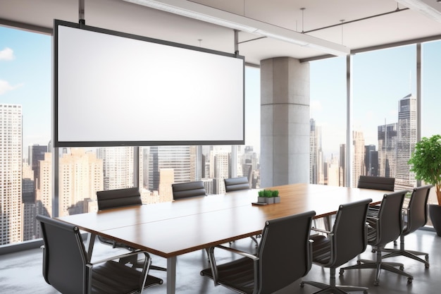 Empty Conference Room with a Big Screen