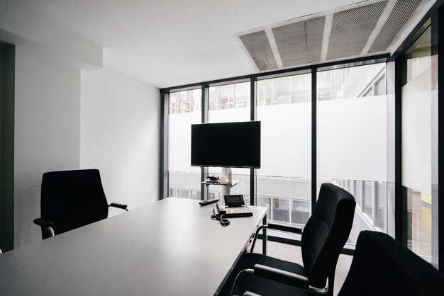 Empty conference room with flat screen