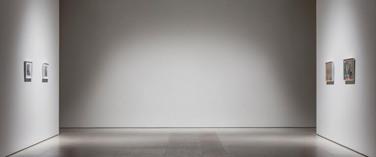 Photo an empty contemporary exhibition hall with minimalist design and neutral colors