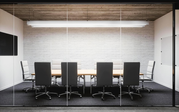 Empty contemporary office meeting room interior design