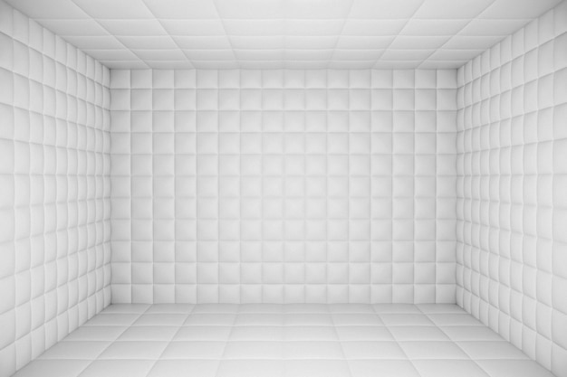 Empty Copy Space White Mental Hospital Padded Room 3d Rendering